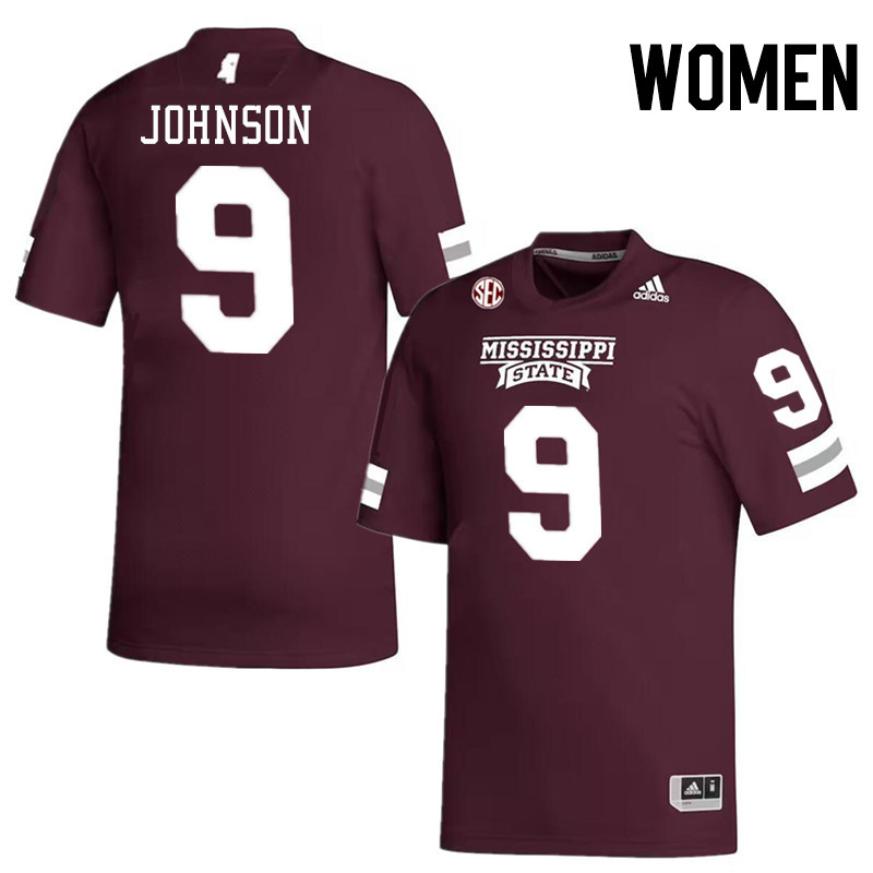 Women #9 Ricky Johnson Mississippi State Bulldogs College Football Jerseys Stitched-Maroon